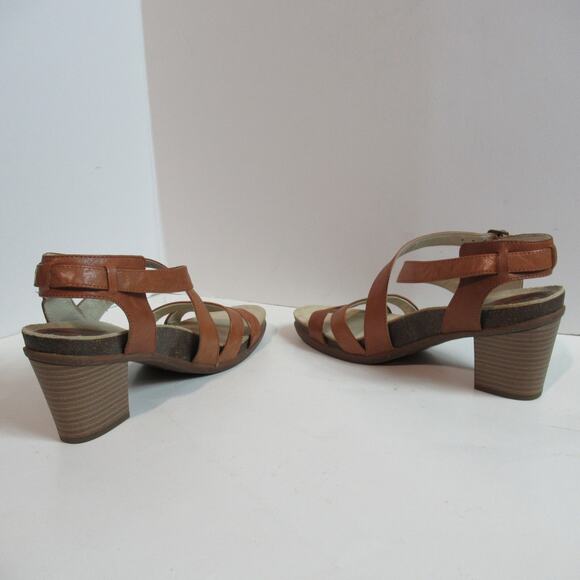 Abeo Biosystem Sandals Womens 7M Brown Leather Comfort Shoes Chunky Heel Y2K 00s - Picture 9 of 13